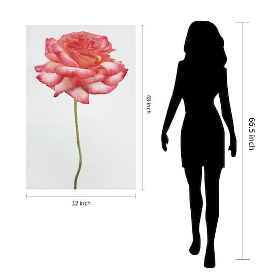 Empire Art Direct 32" x 48" Pink Rose Free Floating Tempered Glass Wall Art